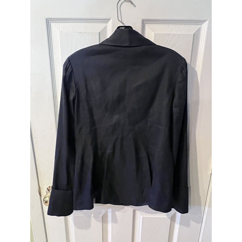 Diane Von Furstenberg Jacket womens Sz 2 Blue Bianca Linen Blazer preppy career - Picture 6 of 7